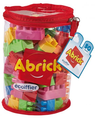 Κατασκευαστής Ecoiffier Abrick - Μπλοκ σε κόκκινη τσάντα, 50 τεμάχια - 1