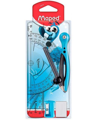 Σετ σχεδίασης Maped Essentials Kids - 8 μέρη, με διαβήτης, μπλε - 1