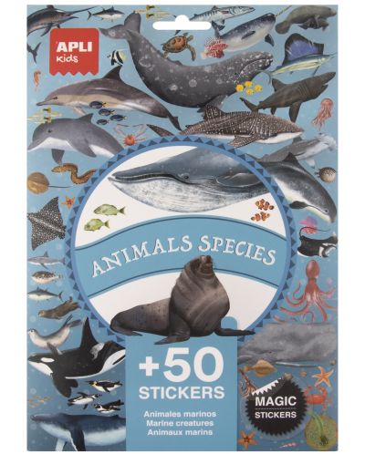 Σετ αυτοκόλλητα Apli Kids - Ζώα στον ωκεανό, 50 τεμάχια - 1