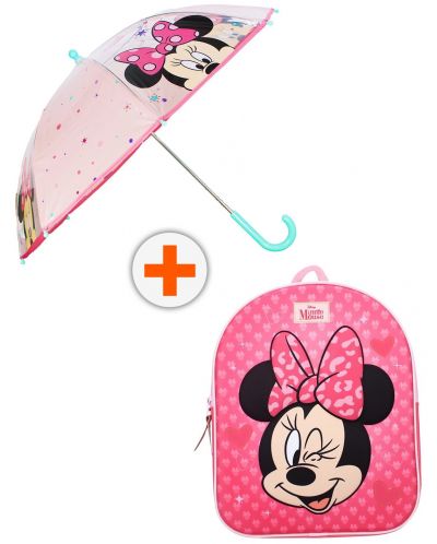 Σετ νηπιαγωγείου Vadobag Minnie Mouse - 3D Σακίδιο πλάτης και ομπρέλα, Never Stop Laughing - 1