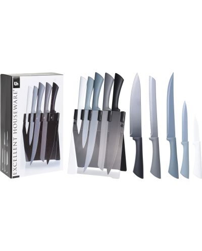 Σετ 5 μαχαίρια κουζίνας H&S -με βάση, πολύχρωμο - 3