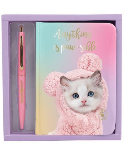 Σετ σημειωματάριο με στυλό  Studio Pets - Mousey το γατάκι, με  κουτί - 1