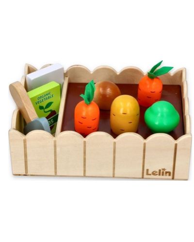 Σετ ξύλινων παιχνιδιών Lelin - Λαχανικά για φύτευση - 3