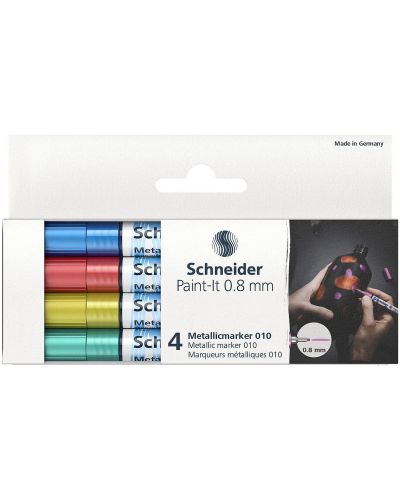 Σετ μεταλλικοί μαρκαδόροι Schneider Paint-It - 010, 0.8 mm, 4 βασικά χρώματα - 2