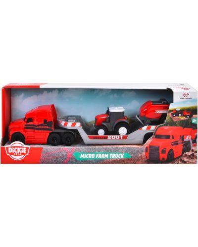 Σετ Dickie Toys - Φορτηγό μεταφοράς με τρακτέρ Massey Ferguson - 1
