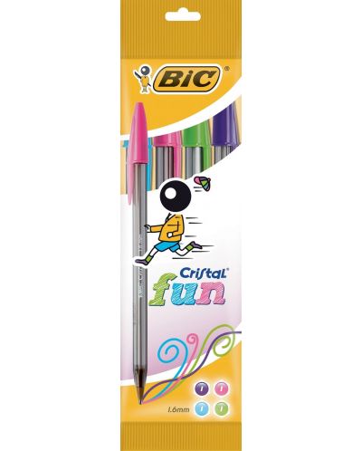 Σετ χρωματιστά στυλό BIC Cristal - Fun, 1,6 mm, 4 χρώματα - 1