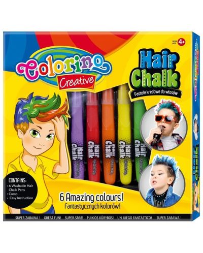 Σετ κηρομπογιές μαλλιών  Colorino Creative - Για αγόρια, 5 χρώματα - 1