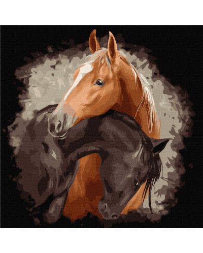 Σετ ζωγραφικής με αριθμούς  Ideyka - Χαριτωμένα άλογα, 40 х 40 cm - 1