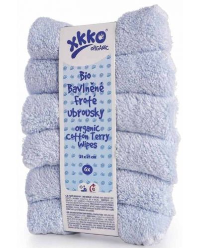 Σετ βαμβακερές πετσέτες  Xkko - Baby Blue, 21 х 21 cm,6 τεμάχια - 1