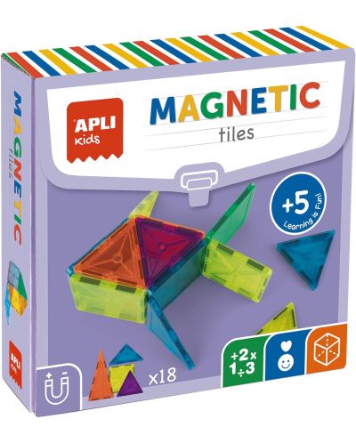 Κατασκευαστής Apli Kids - Με διαφανή μαγνητικά πλακάκια, 18 μέρη - 1