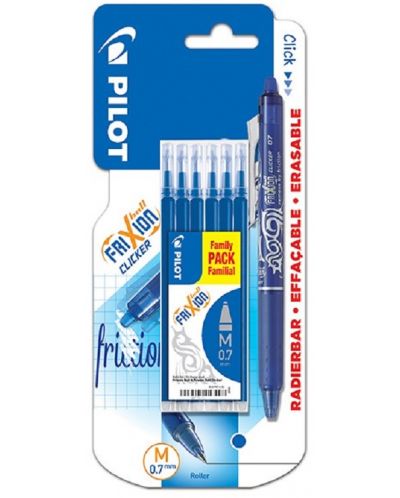 Σετ στυλό Pilot FriXion Clicker -μπλε ,0.7 mm,6 ανταλλακτικά - 1