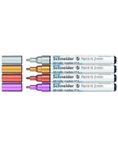 Σετ μεταλλικοί μαρκαδόροι Schneider Paint-It - 011, 2.0 mm, 4 χρώματα - 1
