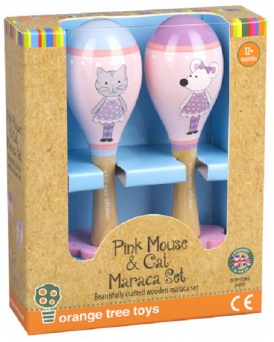 Σετ μαράκες Orange Tree Toys - Ποντίκι και γατάκι, ροζ - 1