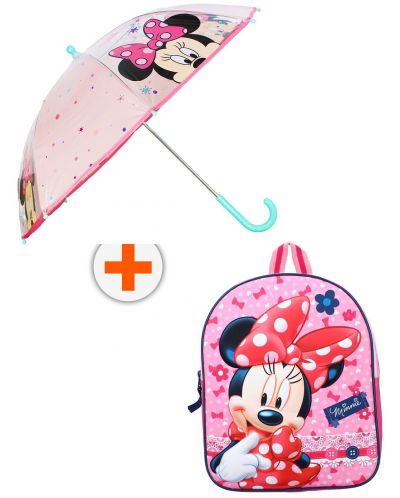 Σετ νηπιαγωγείου Vadobag Minnie Mouse - 3D Σακίδιο πλάτης και ομπρέλα, Dotty about Dots - 1