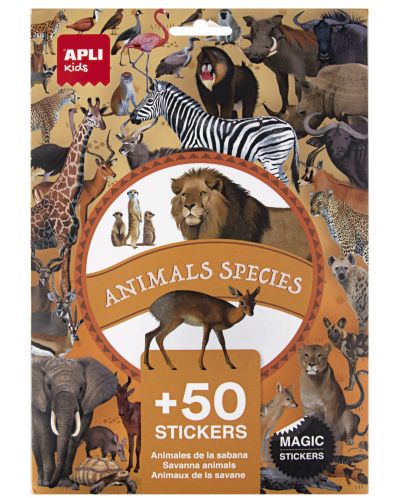 Σετ αυτοκόλλητα Apli Kids - Ζώα της Σαβάνας, 50 τεμάχια - 1