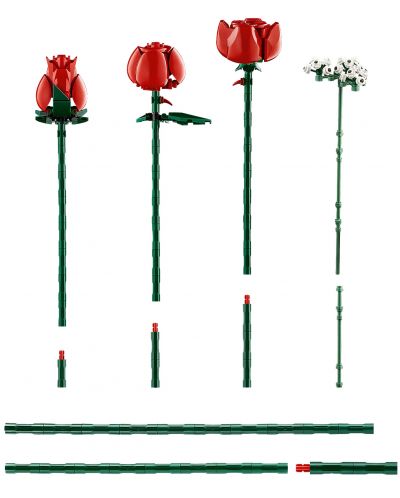 Κατασκευαστής LEGO Icons Botanical - Μπουκέτο τριαντάφυλλα (10328) - 4