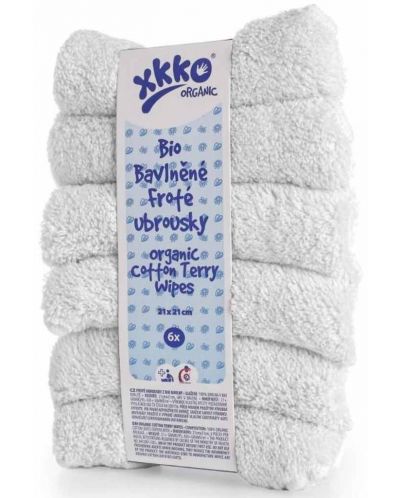 Σετ βαμβακερές πετσέτες   Xkko - White, 21 х 21 cm,6 τεμάχια - 1