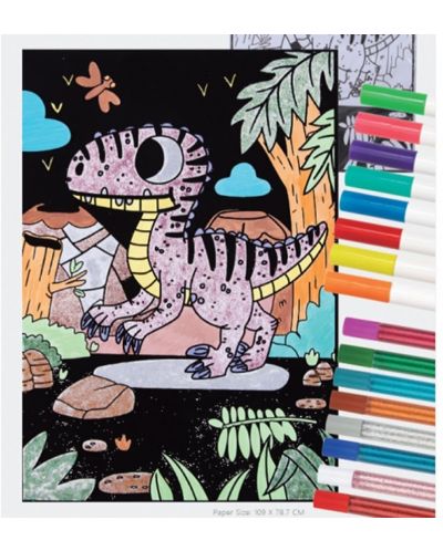 Σετ βελούδινου χρωματισμού Tooky Toy- Δεινόσαυρος - 3