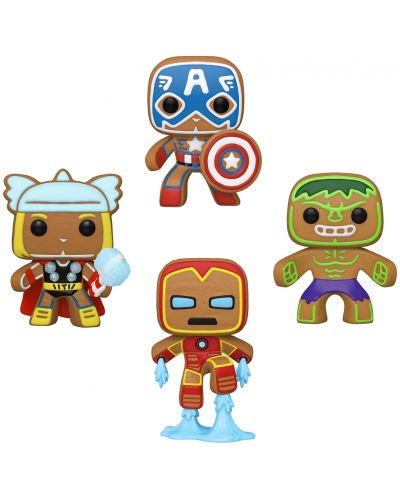Μίνι σετ φιγούρες Funko POP! Marvel: Avengers - Gingerbread Avengers (Special Edition) - 1