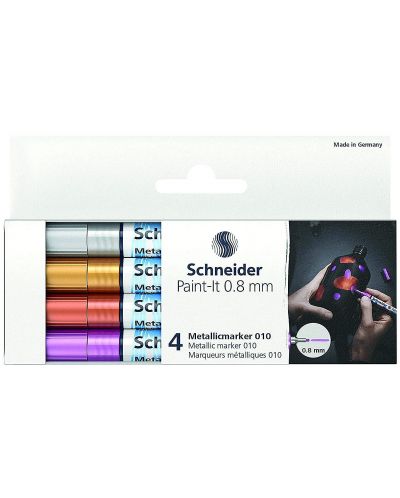 Σετ μεταλλικοί μαρκαδόροι Schneider Paint-It - 010, 0.8 mm, 4 χρώματα - 2
