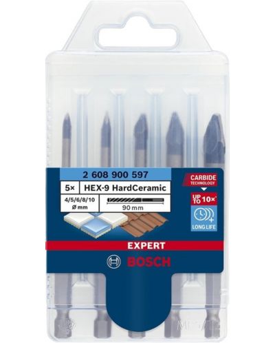 Σετ τρυπανιού Bosch - Expert, HEX-9 HardCeramic, 5 εξαρτήματα, 9 x Ø5 mm - 1