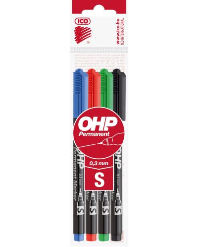 Σετ μαρκαδόρων OHP Ico - 4 χρώματα, S, 0.3 mm - 1