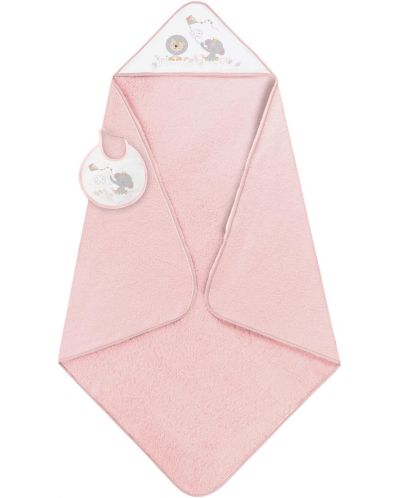 Σετ παιδικής πετσέτας με σαλιάρα  Interbaby - Cachirulo Pink, 100 x 100 cm - 1