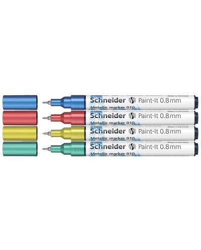 Σετ μεταλλικοί μαρκαδόροι Schneider Paint-It - 010, 0.8 mm, 4 βασικά χρώματα - 1