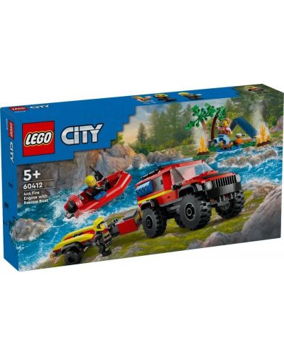 Κατασκευαστής LEGO City - Πυροσβεστικό όχημα 4 х 4 με ναυαγοσωστική λέμβο (60412) - 1