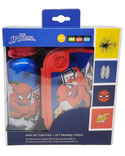 Σετ μπουκάλι  και κουτί φαγητού Disney - Spider-Man, μπλε - 1