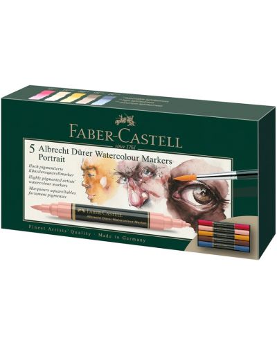 Σετ μαρκαδόροι ακουαρέλας Faber-Castell Albrech Dürer - Portrait, 5 χρώματα - 1