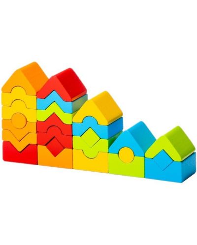 Σετ ξύλινα μπλοκ Cubika - Χρωματιστοί πύργοι, 25 τεμάχια - 1