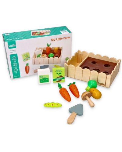 Σετ ξύλινων παιχνιδιών Lelin - Λαχανικά για φύτευση - 2