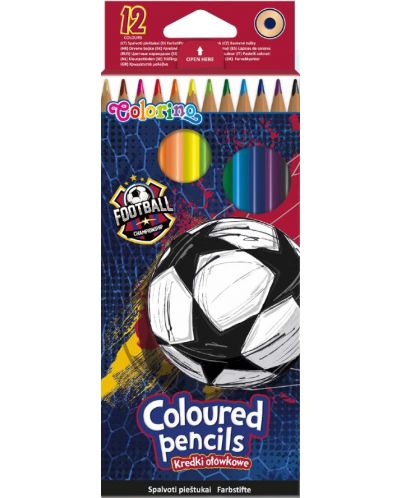 Σετ χρωματιστά μολύβια Colorino - Football, 12 χρώματα - 1