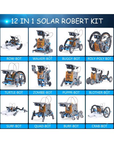 Κατασκευαστής 12 σε 1 Acool Toy - Ρομπότ με ηλιακό πάνελ - 2