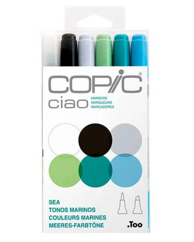 Σετ μαρκαδόρων Too Copic Ciao - Marine Tones, 6 Χρώματα - 1
