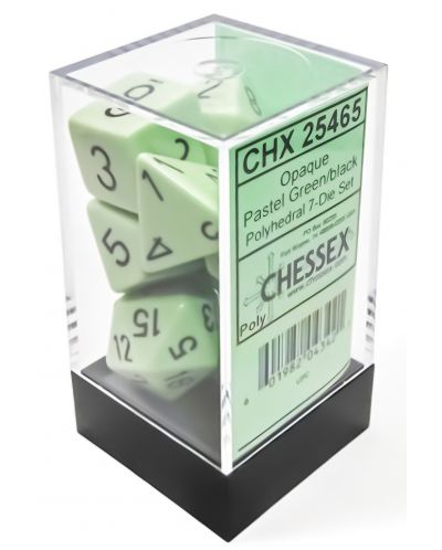 Σετ ζάρια Chessex Opaque Pastel - Green/black Polyhedral, 7 τεμάχια - 1