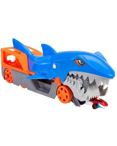 Σετ  Mattel Hot Wheels -Μεταφορέας αυτοκινήτου καρχαρίας, με 1 αυτοκίνητο - 4