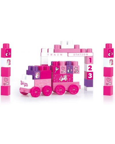 Κατασκευαστής Dolu Jumblocks - Τρενάκι, ροζ, 50 τεμάχια - 1