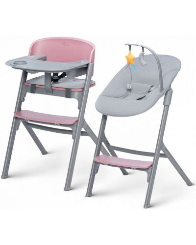 Σετ καρέκλα φαγητού και ξαπλώστρα KinderKraft - Livy και Calmee, ροζ - 1