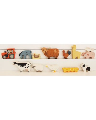 Σετ  ξύλινα ειδώλια Tender Leaf Toys -Ζώα φάρμας σε μια βάση  - 3