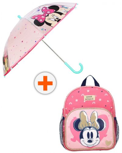 Σετ νηπιαγωγείου Vadobag Minnie Mouse - Σακίδιο πλάτης με διχτυωτές τσέπες και ομπρέλα,, Little Precious - 1