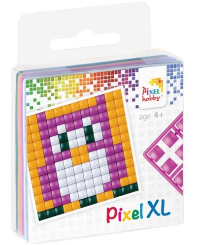 Δημιουργικό σετ με εικονοστοιχεία Pixelhobby - XL, Κουκουβάγια, 4 χρώματα - 1