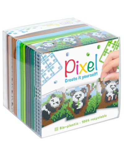 Δημιουργικό σετ με εικονοστοιχεία Pixelhobby - Classic - Κύβος, Panda - 1