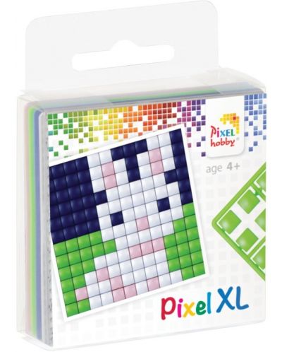 Δημιουργικό σετ με εικονοστοιχεία Pixelhobby - XL, Κουνελάκι, 4 χρώματα - 1