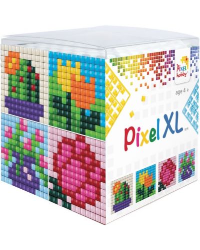 Δημιουργικό σετ με εικονοστοιχεία Pixelhobby - XL, Κύβος, Λουλούδια - 1