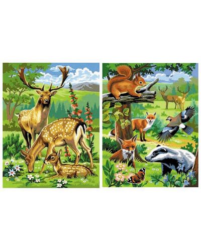 Δημιουργικό σετ ζωγραφικής KSG Crafts - Δύο πίνακες, Άγρια ζώα - 1