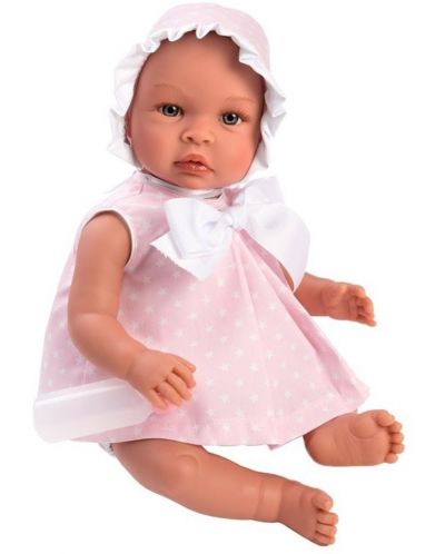 Κούκλα μώρο Asi - Λέγια, με ροζ φόρεμα με άσπρα αστεράκια, 46 εκ - 1