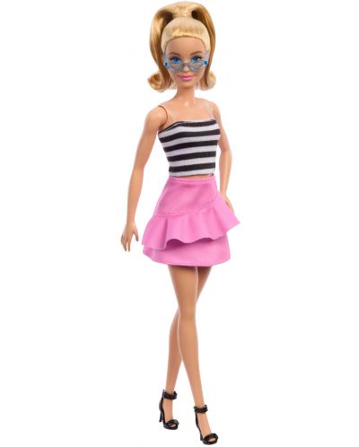 Κούκλα Barbie Fashionistas 213 - Με ασπρόμαυρο τοπ και ροζ φούστα - 1