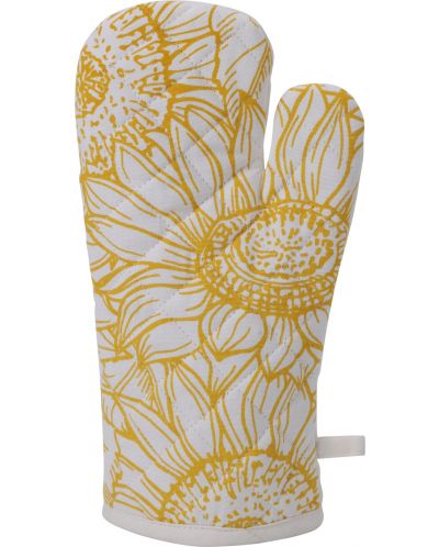 Γάντι κουζίνας με λουλούδια  H&S - 18 x 32 cm, βαμβακερό, κίτρινο - 1